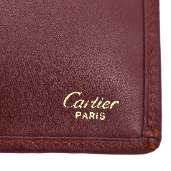CARTIER: Burgundy, Leather & "Double C" Wallet pq - Picture 8 of 8